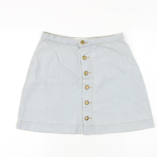 American Apparel Womens Blue Cotton Mini Skirt Size 30 in Button