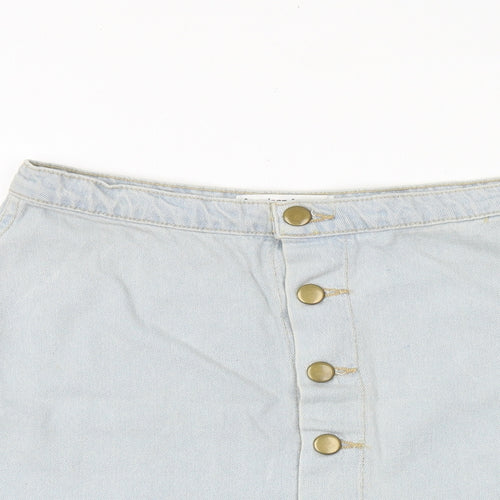 American Apparel Womens Blue Cotton Mini Skirt Size 30 in Button