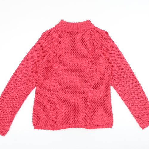 Cherokee Girls Pink Mock Neck Geometric Acrylic Pullover Jumper Size 13-14 Years Pullover