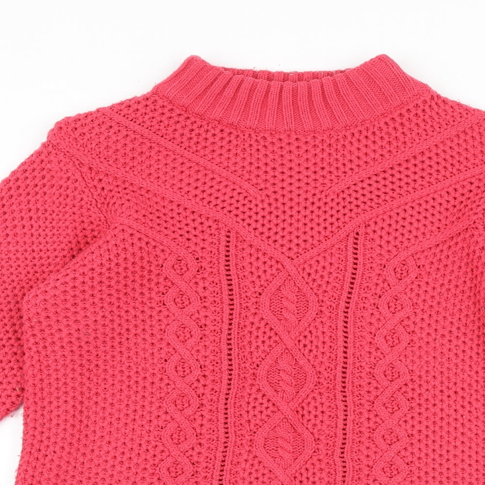 Cherokee Girls Pink Mock Neck Geometric Acrylic Pullover Jumper Size 13-14 Years Pullover