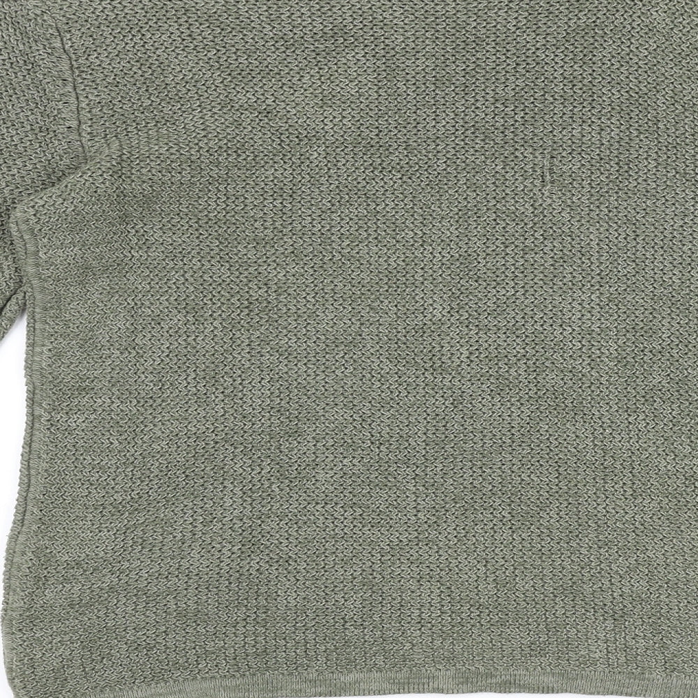 PEP&CO Mens Green Round Neck Acrylic Pullover Jumper Size M Long Sleeve