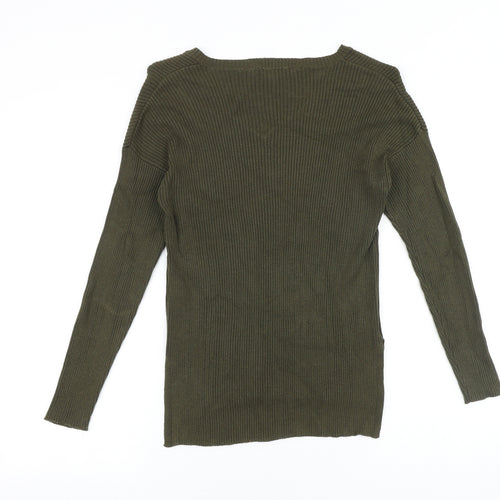 New Look Girls Green V-Neck Viscose Pullover Jumper Size 12-13 Years Pullover