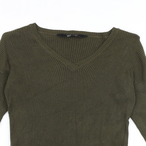 New Look Girls Green V-Neck Viscose Pullover Jumper Size 12-13 Years Pullover