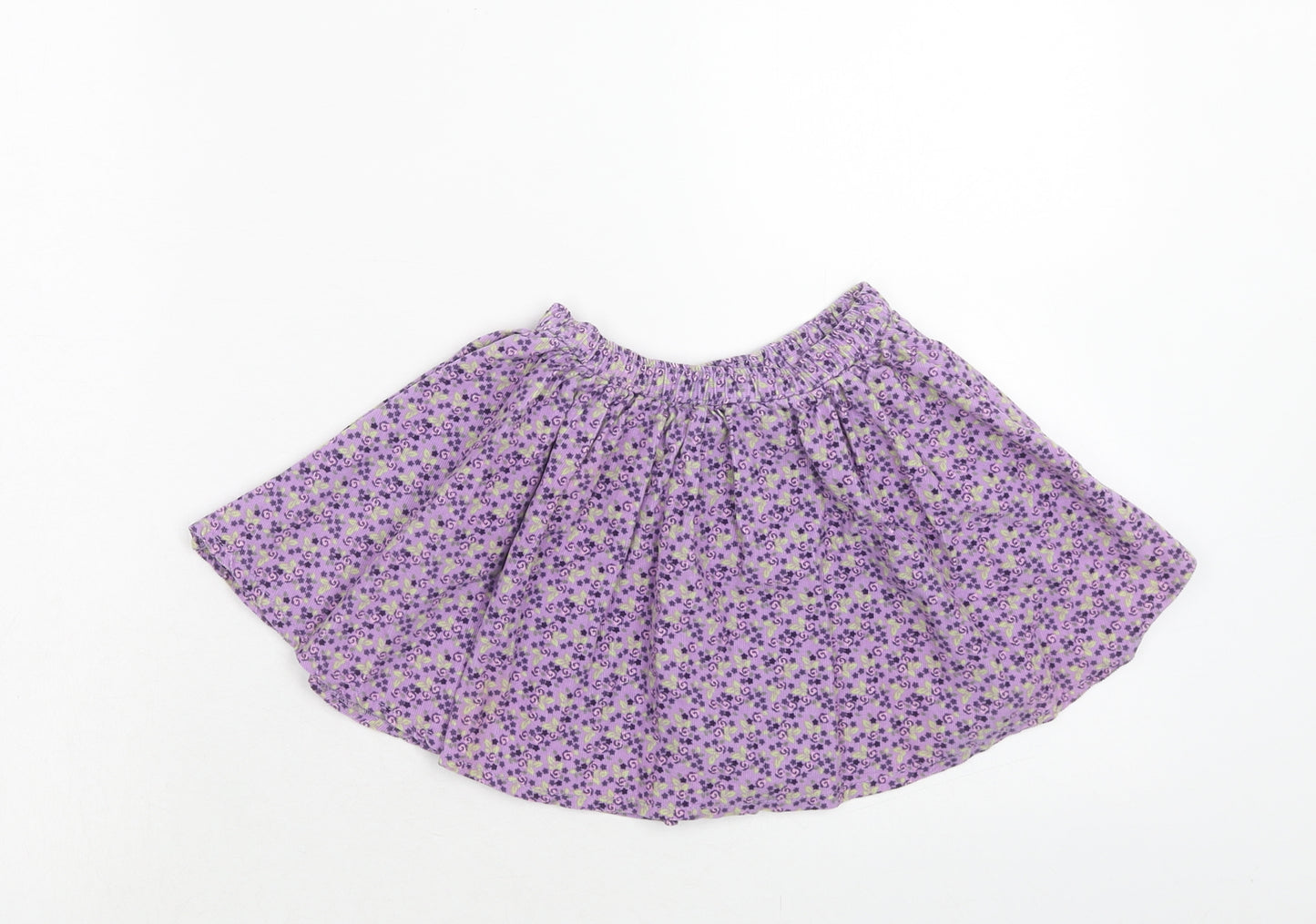 George Girls Purple Floral Cotton Skater Skirt Size 12-18 Months Pull On