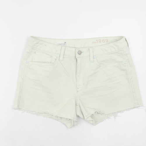 Gap Womens Green Cotton Cut-Off Shorts Size 10 Slim Zip
