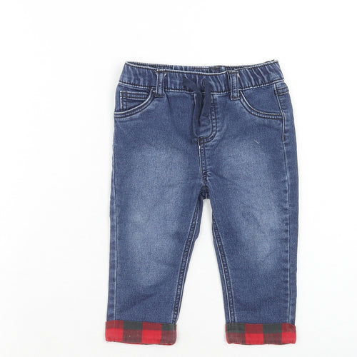 First Impressions Boys Blue Cotton Jogger Jeans Size 18 Months L50 cm Drawstring
