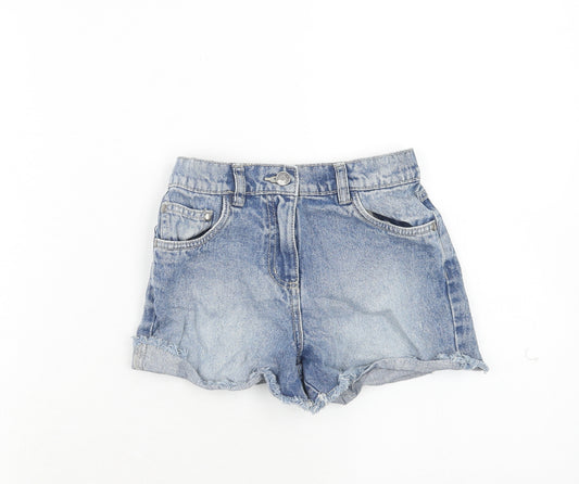 TU Girls Blue Cotton Cut-Off Shorts Size 8 Years Regular Zip