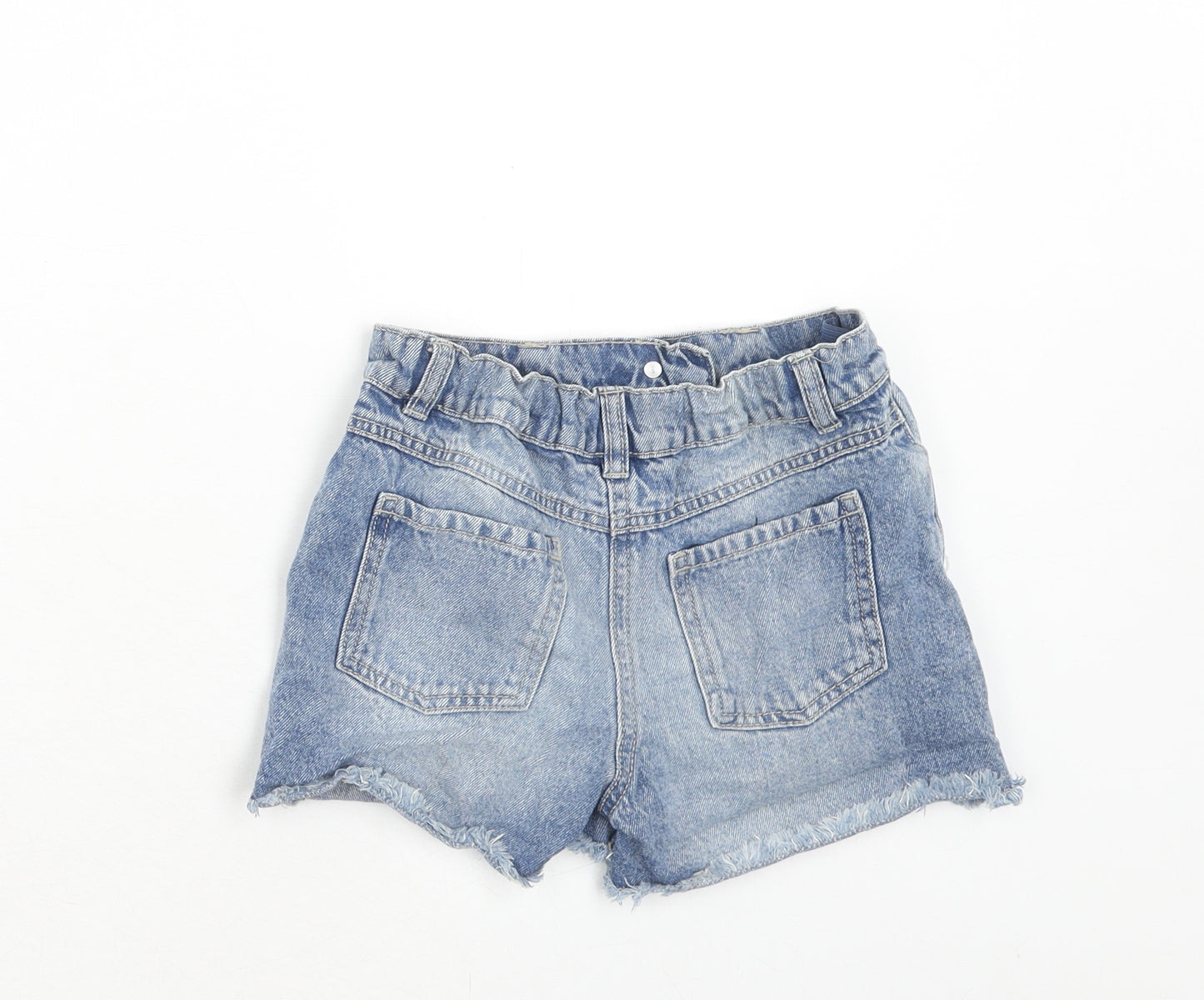 TU Girls Blue Cotton Cut-Off Shorts Size 8 Years Regular Zip