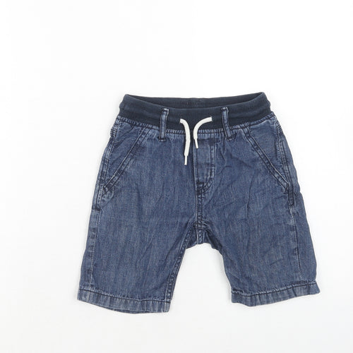 H&M Boys Blue Cotton Bermuda Shorts Size 5-6 Years Regular Drawstring
