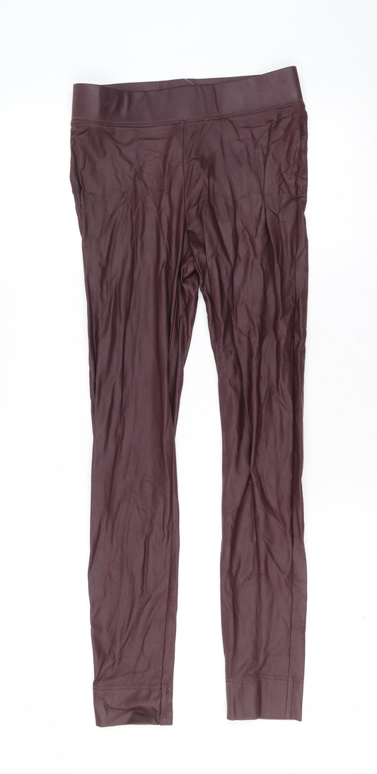 Marks and Spencer Womens Purple Polyester Jogger Leggings Size 10 - Faux Leather