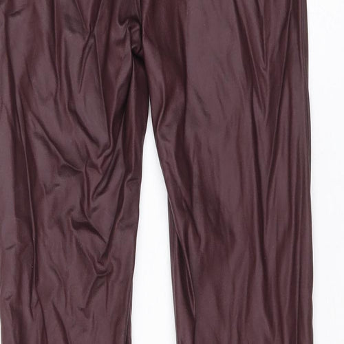 Marks and Spencer Womens Purple Polyester Jogger Leggings Size 10 - Faux Leather