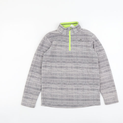 Quechua Boys Grey Striped Polyester Pullover Sweatshirt Size 10 Years Zip