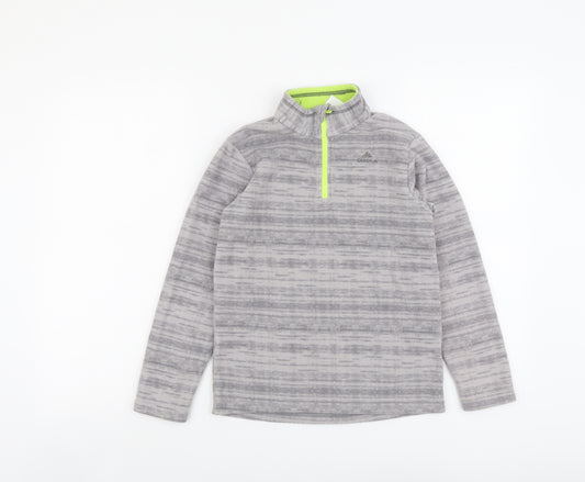 Quechua Boys Grey Striped Polyester Pullover Sweatshirt Size 10 Years Zip