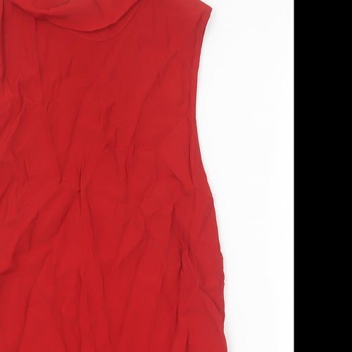 Massimo Dutti Womens Red Viscose Basic Tank Size S Collared