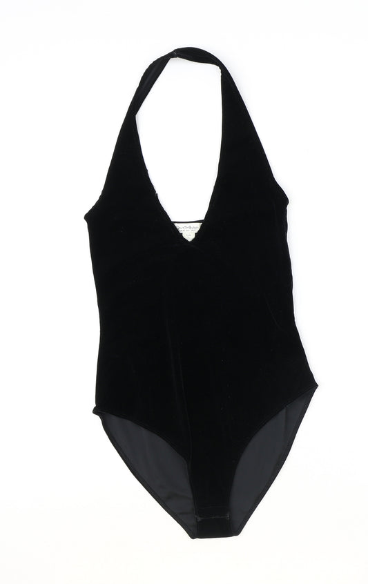 Marks and Spencer Womens Black Polyester Bodysuit One-Piece Size 10 Snap