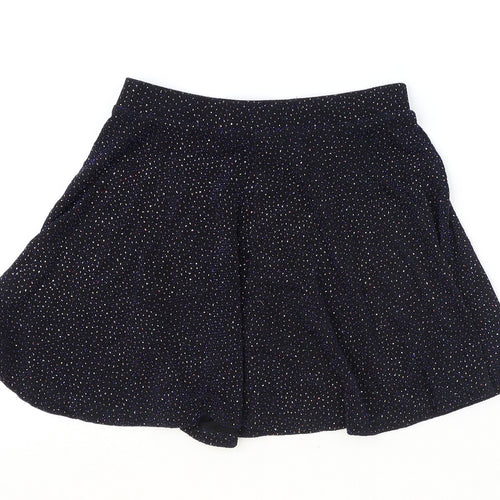 Primark Girls Black Geometric Nylon Skater Skirt Size 7-8 Years Regular Pull On