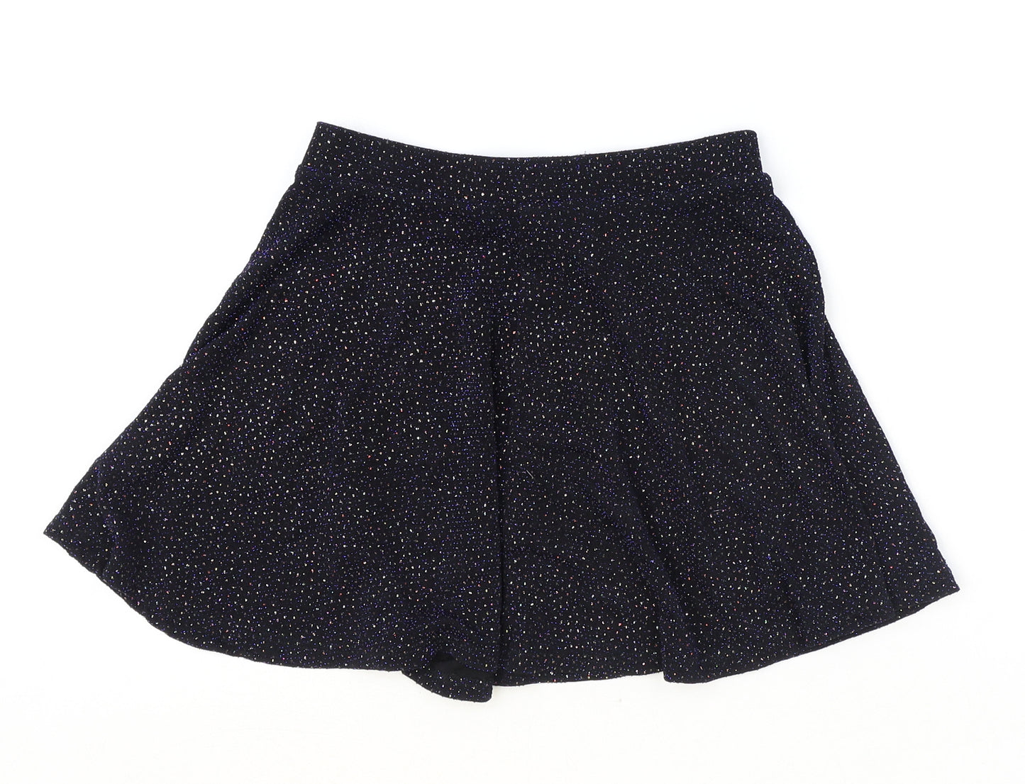 Primark Girls Black Geometric Nylon Skater Skirt Size 7-8 Years Regular Pull On