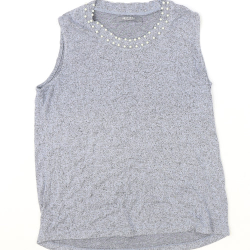 COIN 1804 Womens Blue Viscose Basic Tank Size S Scoop Neck