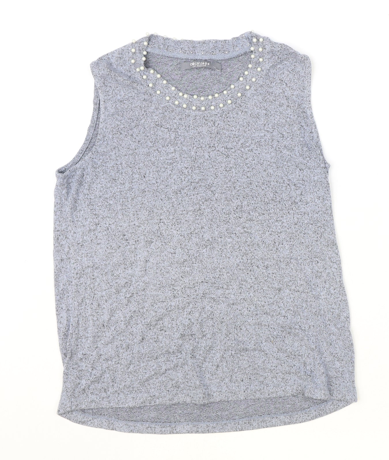 COIN 1804 Womens Blue Viscose Basic Tank Size S Scoop Neck