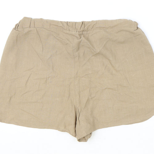 Primark Womens Brown Viscose Skimmer Shorts Size 14 Regular Drawstring