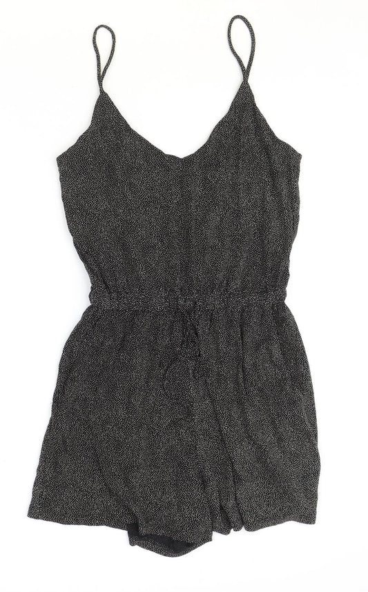 H&M Womens Black Polyester Playsuit One-Piece Size XS Pullover