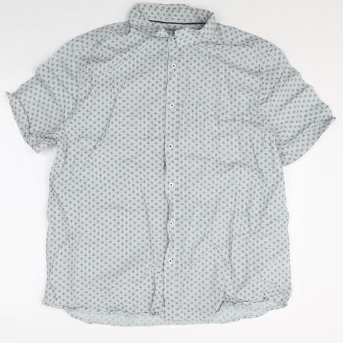 TU Mens Grey Geometric Cotton Button-Up Size XL Collared Button