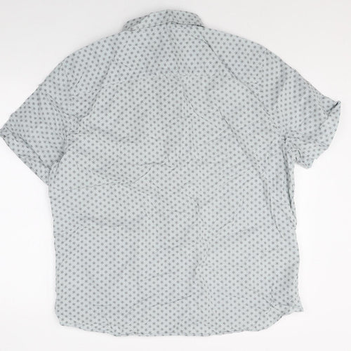 TU Mens Grey Geometric Cotton Button-Up Size XL Collared Button