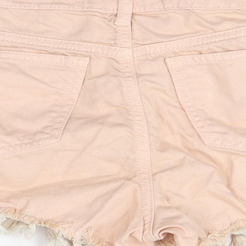 Miss Selfridge Womens Pink Cotton Hot Pants Shorts Size 6 Regular Zip