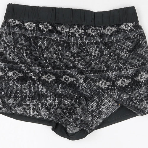 Hollister Womens Grey Geometric Polyester Skimmer Shorts Size XS Regular Drawstring