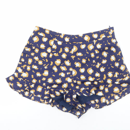 Glamorous Womens Blue Geometric Polyester Basic Shorts Size 12 Regular Zip