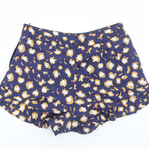 Glamorous Womens Blue Geometric Polyester Basic Shorts Size 12 Regular Zip