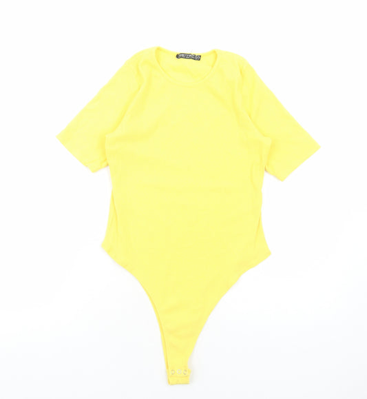 I SAW IT FIRST Womens Yellow Polyester Bodysuit One-Piece Size 12 Snap