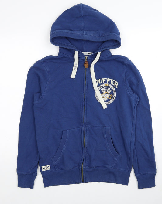 Duffer of St. George Mens Blue Cotton Full Zip Hoodie Size S