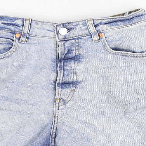 H&M Womens Blue 100% Cotton Bermuda Shorts Size 10 Regular Button