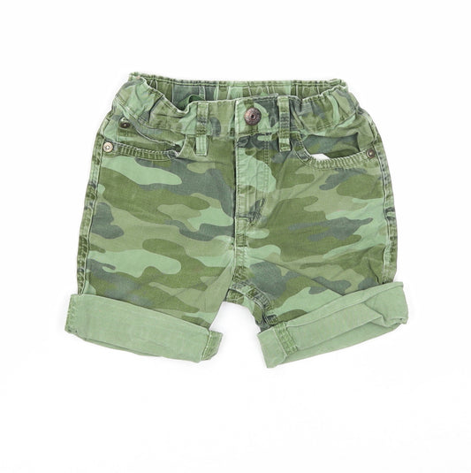 Gap Boys Green Camouflage Cotton Bermuda Shorts Size 2 Years Regular Zip