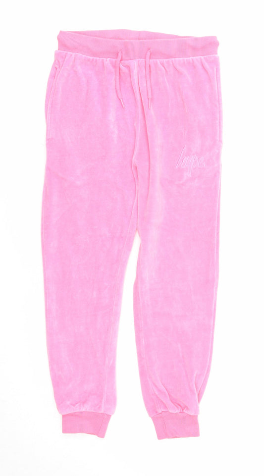 Hype Girls Pink Cotton Jogger Trousers Size 13 Years Regular Drawstring