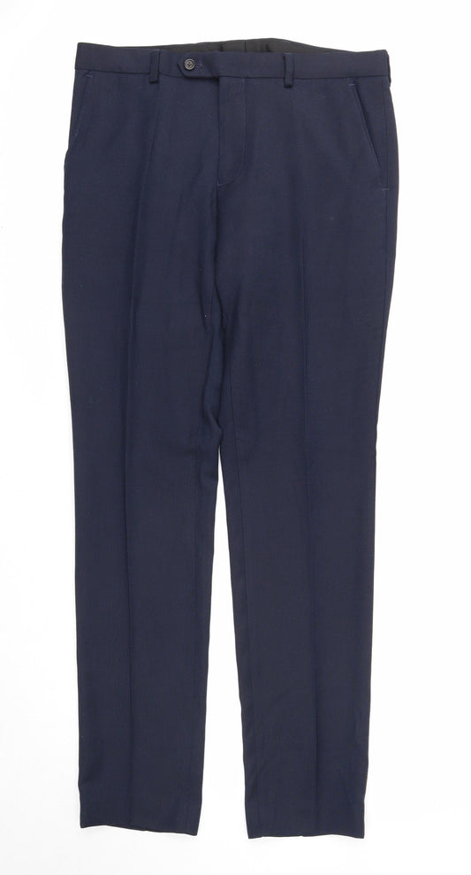 NEXT Mens Blue Polyester Dress Pants Trousers Size 32 in L33 in Regular Zip