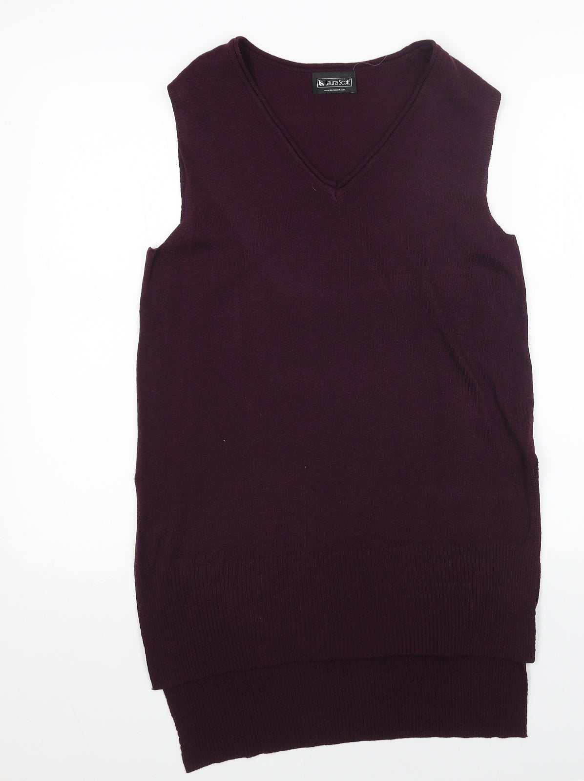 Laura Scott Womens Purple V-Neck Acrylic Vest Jumper Size 10