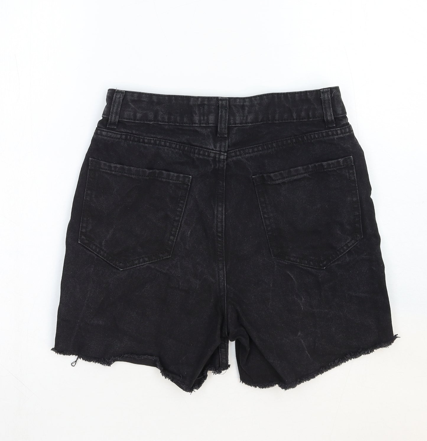 Denim & Co. Womens Black Cotton Boyfriend Shorts Size 6 Regular Zip