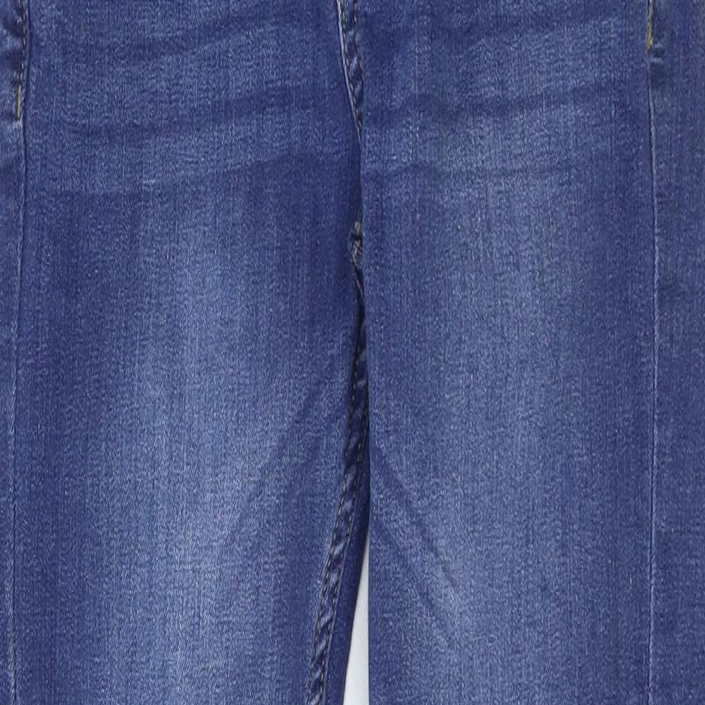 Polarn O. Pyret Girls Blue Cotton Straight Jeans Size 10-11 Years Regular Zip