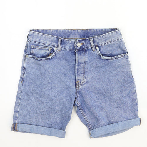 &Denim Womens Blue Cotton Bermuda Shorts Size 30 in Regular Zip