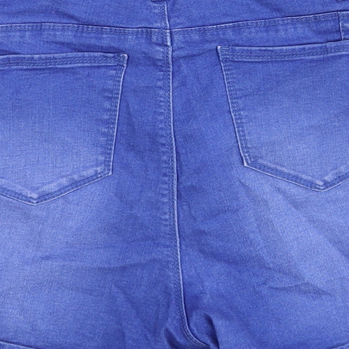 Denim & Co. Womens Blue Cotton Hot Pants Shorts Size 10 Regular Zip