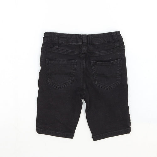Denim & Co. Boys Black Cotton Chino Shorts Size 7-8 Years Regular Zip