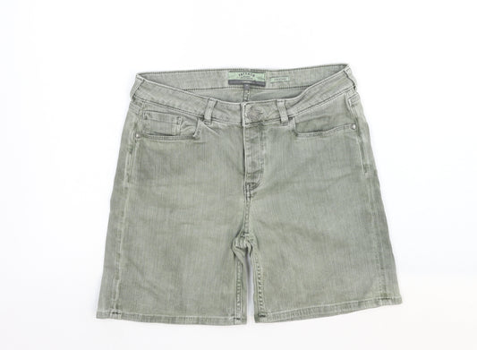 Fat Face Womens Green Cotton Bermuda Shorts Size 6 Regular Zip