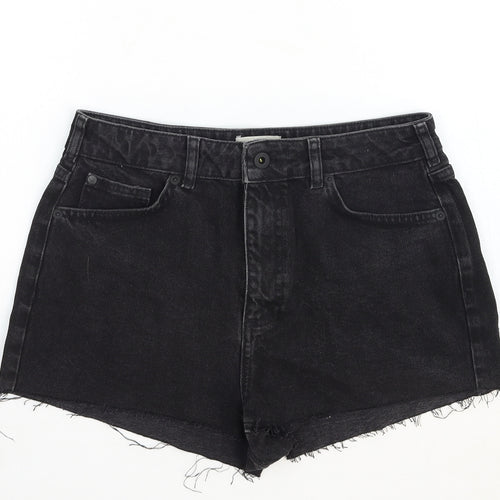 Jack Wills Womens Black Cotton Hot Pants Shorts Size 12 Regular Zip