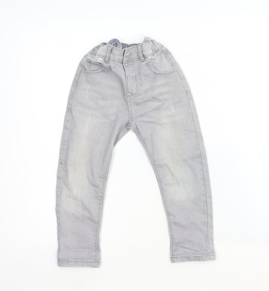 Primark Girls Grey Cotton Skinny Jeans Size 2-3 Years Regular Snap