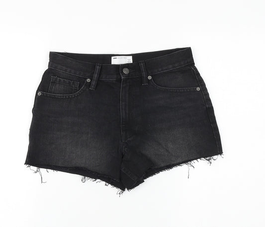 ASOS Womens Black Cotton Hot Pants Shorts Size 6 Regular Zip