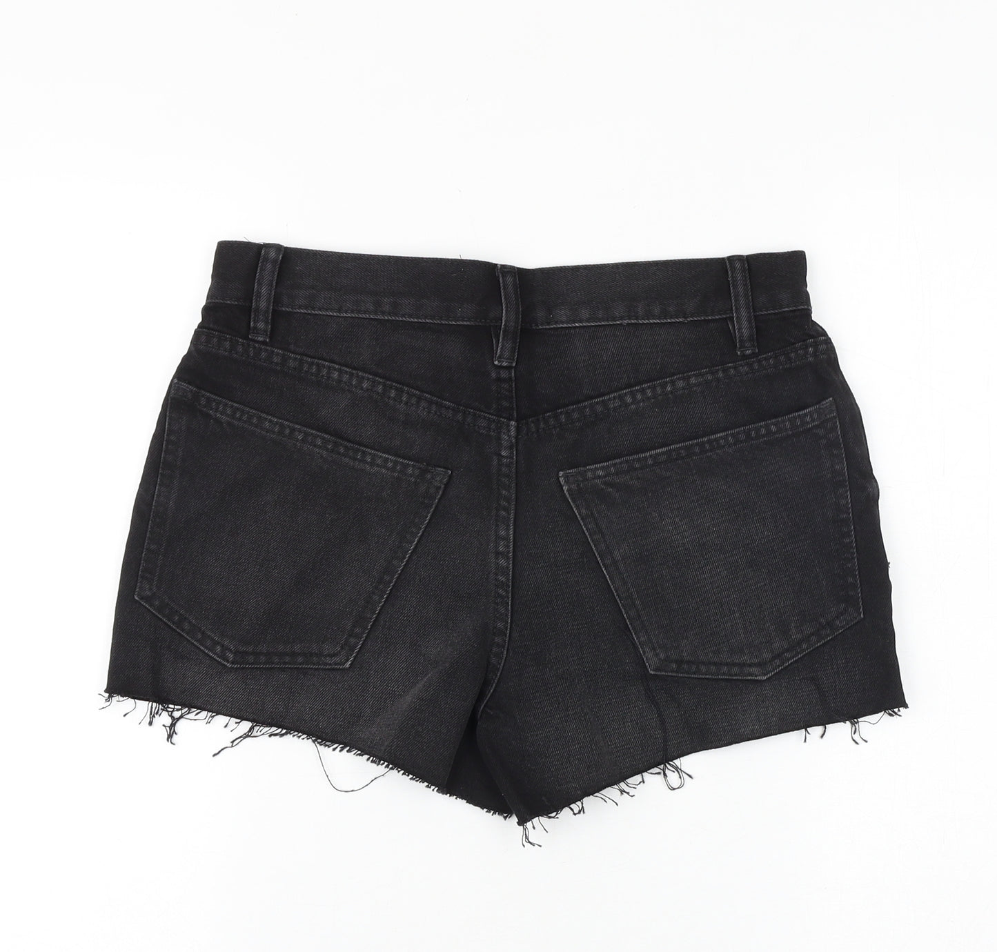 ASOS Womens Black Cotton Hot Pants Shorts Size 6 Regular Zip