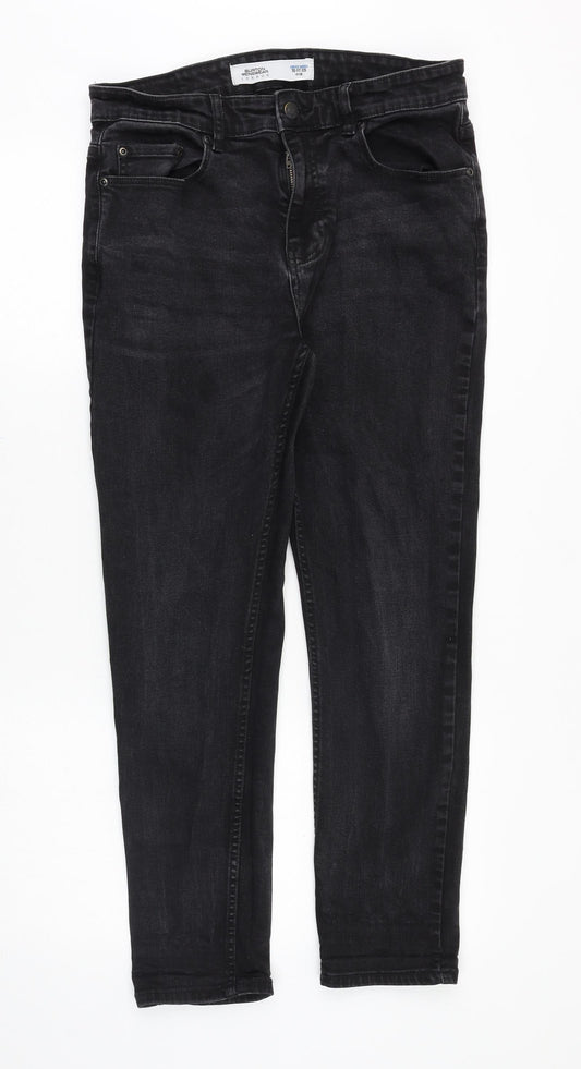Burton Mens Black Cotton Tapered Jeans Size 32 in Regular Zip