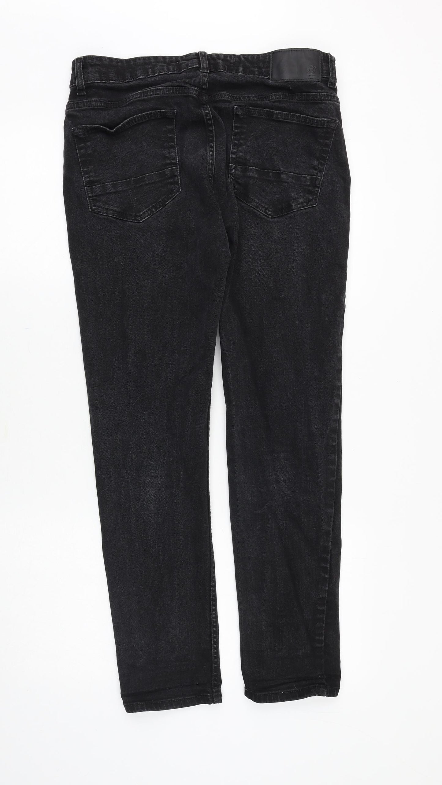 Burton Mens Black Cotton Tapered Jeans Size 32 in Regular Zip